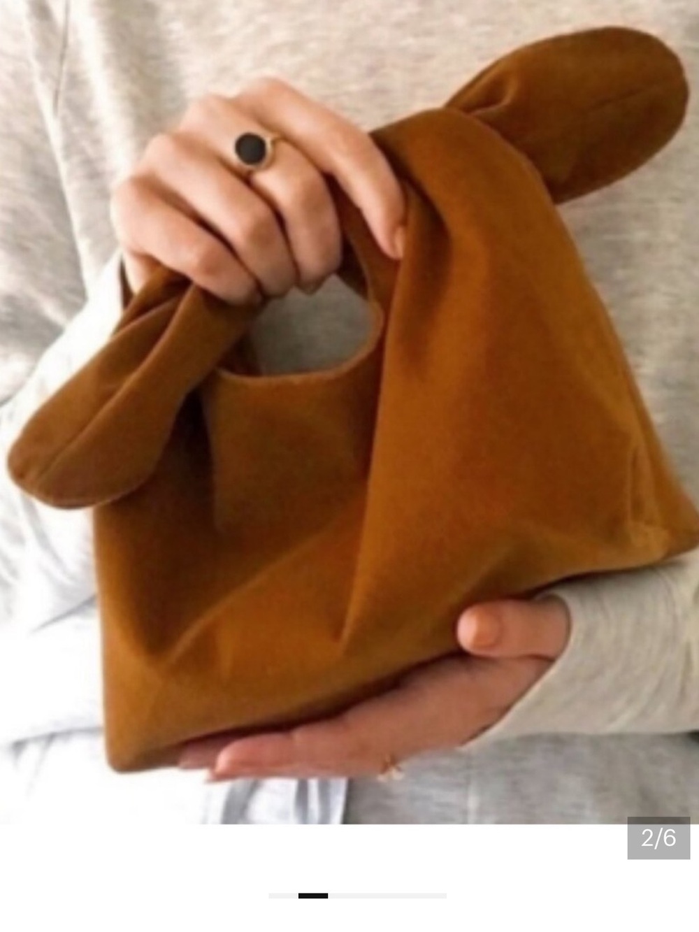 Mustard Brown Corduroy Knot-Top BOHO vintage cosmetic Women's Bag